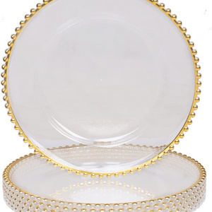 13 inch food container acrylic gold glass charger plates wedding for dinner plate