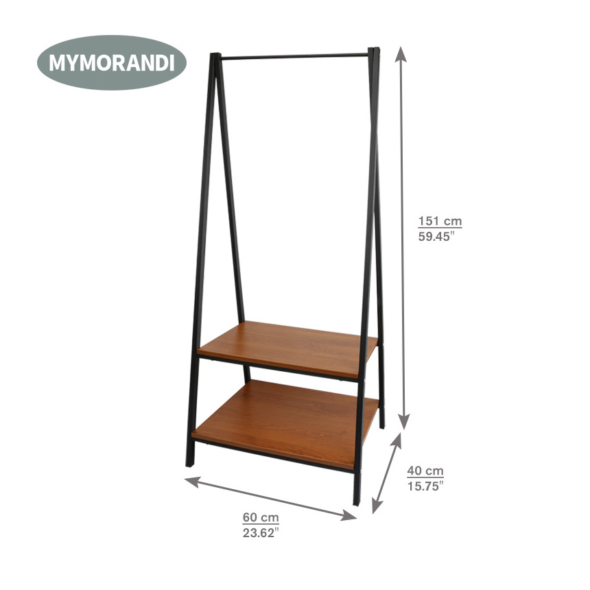 Modern Design Metal Frame Clothes Stand Cloth Hanger Rack With 2 Tier Storage Rack