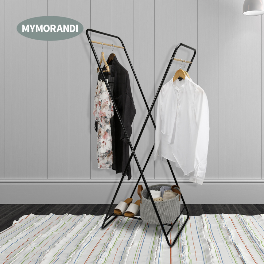 Wholesale cloth dryer garment rack with shoe rack foldable cloth stand shelf