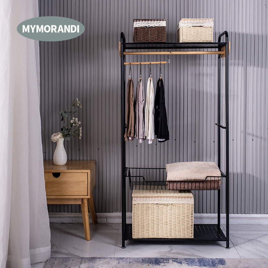 High quality strong clothes rack with 3 tier storage shelf wardrobe closet