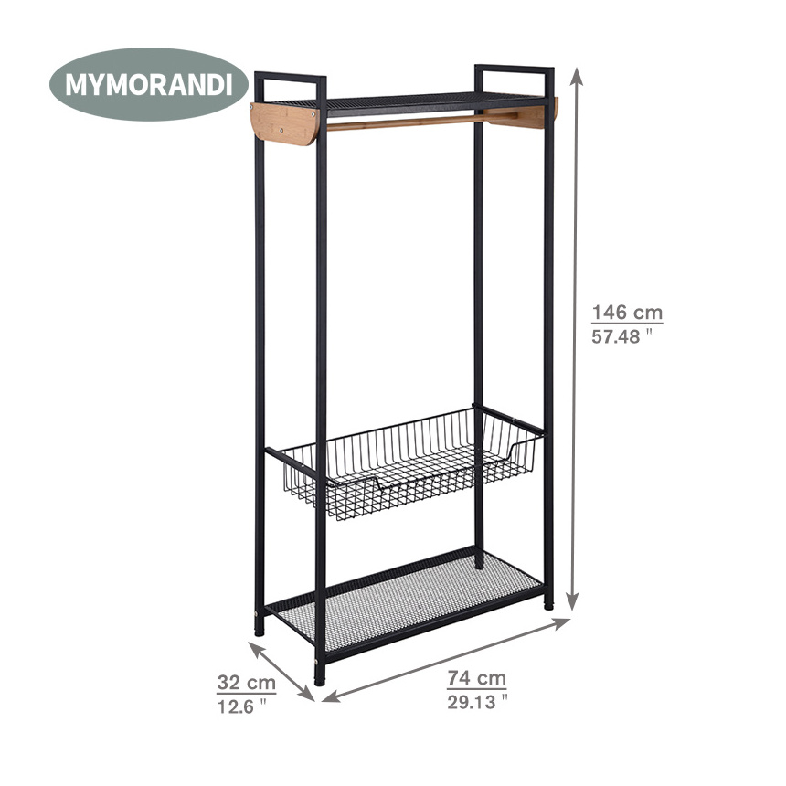 High quality strong clothes rack with 3 tier storage shelf wardrobe closet