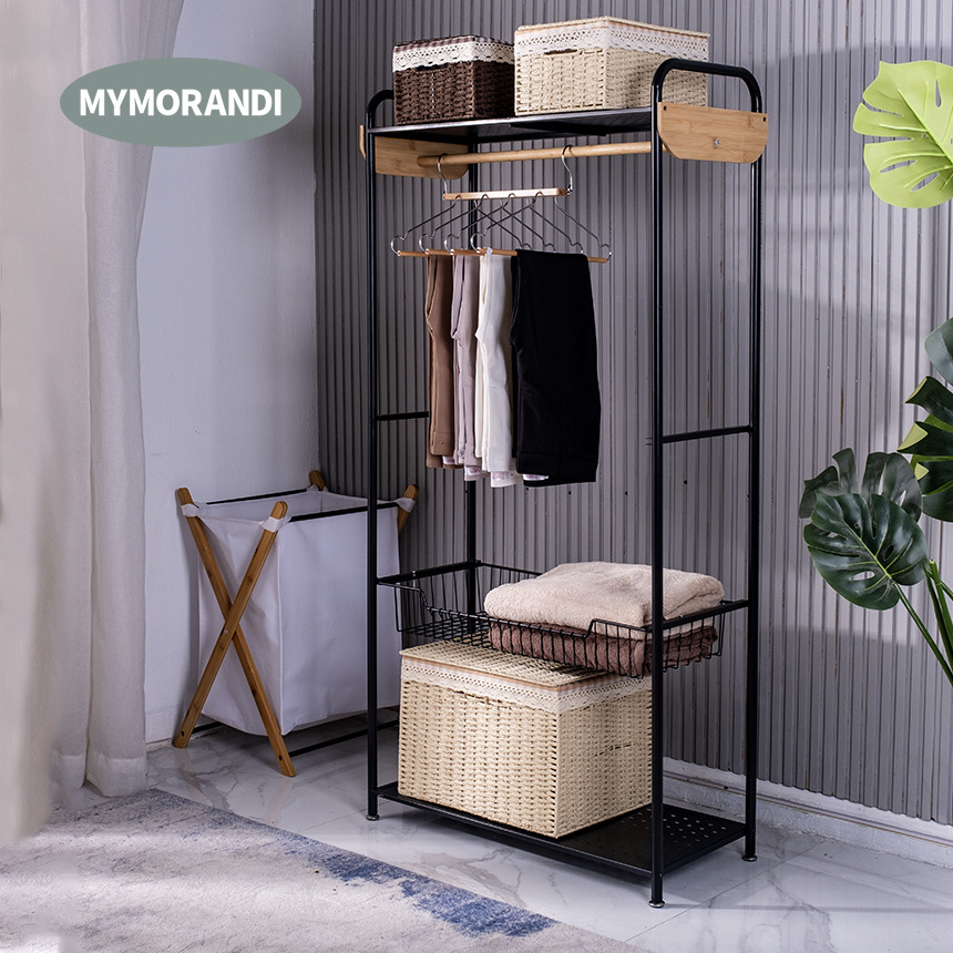 High quality strong clothes rack with 3 tier storage shelf wardrobe closet