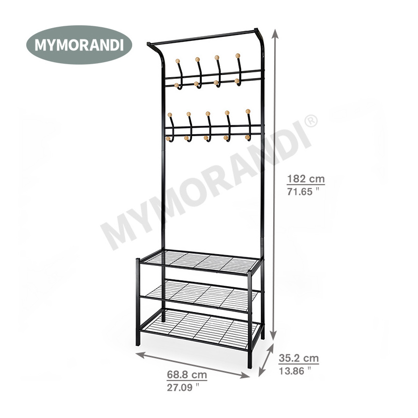 Multifunctional Metal Coat Rack Cheap Living Room Furniture Coat Hanger Stand With Shoe Rack Stands Shelf Metal Clothes Hanger