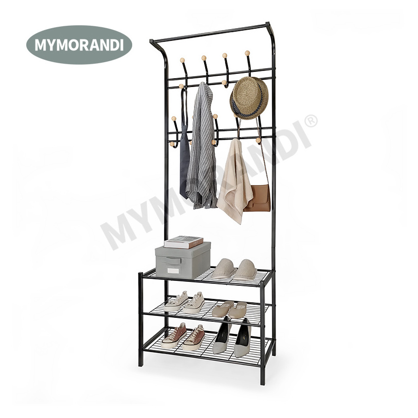 Multifunctional Metal Coat Rack Cheap Living Room Furniture Coat Hanger Stand With Shoe Rack Stands Shelf Metal Clothes Hanger