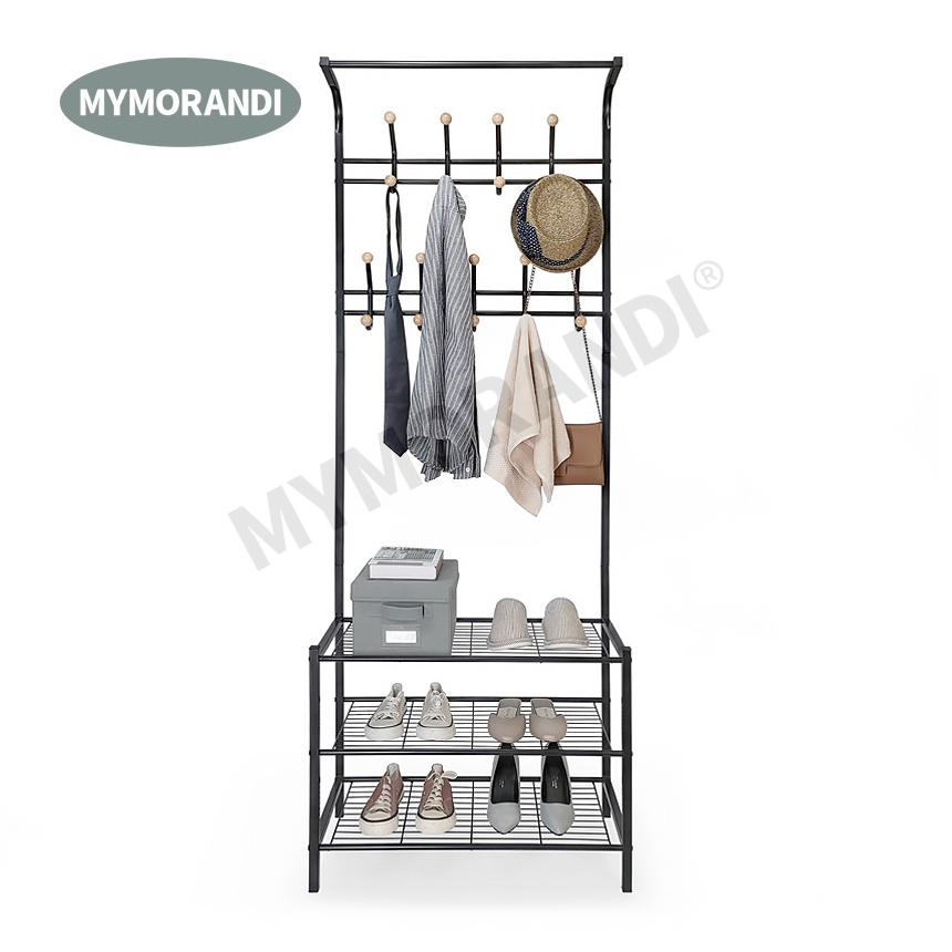 Multifunctional Metal Coat Rack Cheap Living Room Furniture Coat Hanger Stand With Shoe Rack Stands Shelf Metal Clothes Hanger