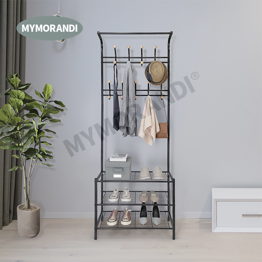 Multifunctional Metal Coat Rack Cheap Living Room Furniture Coat Hanger Stand With Shoe Rack Stands Shelf Metal Clothes Hanger