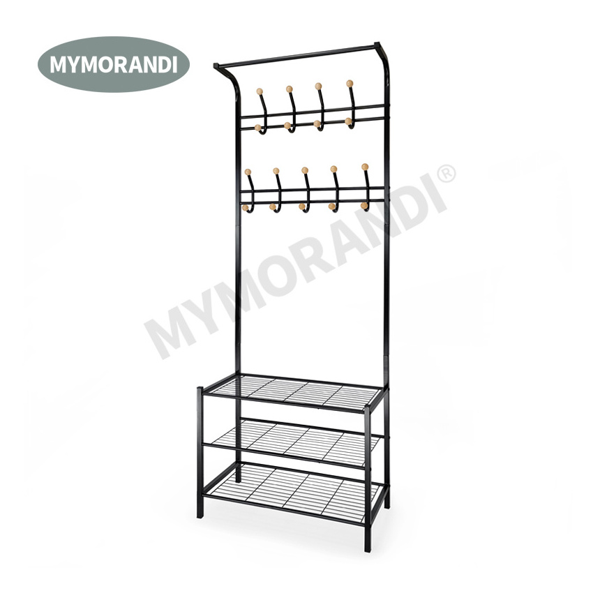 Multifunctional Metal Coat Rack Cheap Living Room Furniture Coat Hanger Stand With Shoe Rack Stands Shelf Metal Clothes Hanger