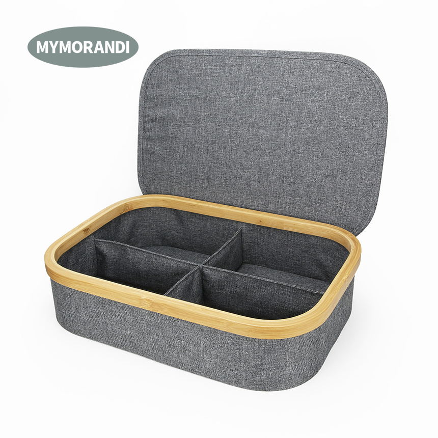 Wholesale Polyester Cotton Blend Fabric Bamboo Socks Organizer Divider Underwear Storage Box