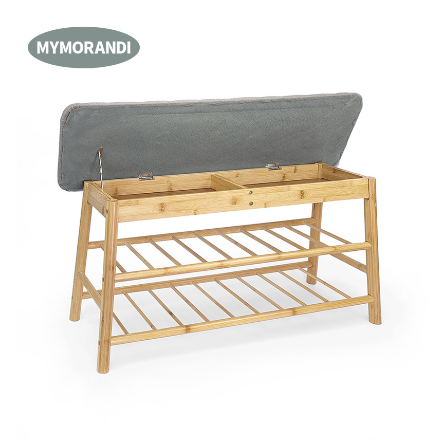 Shoe Rack Bench Bamboo Shoe Rack with Cushioned Seat Shoe Bench for Entryway, Hallway, Bedroom and Closet