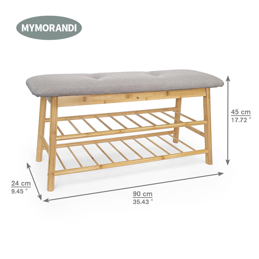 Shoe Rack Bench Bamboo Shoe Rack with Cushioned Seat Shoe Bench for Entryway, Hallway, Bedroom and Closet