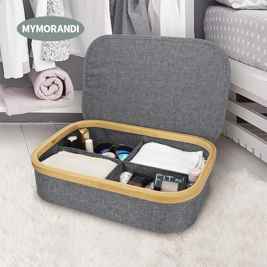 Wholesale Polyester Cotton Blend Fabric Bamboo Socks Organizer Divider Underwear Storage Box