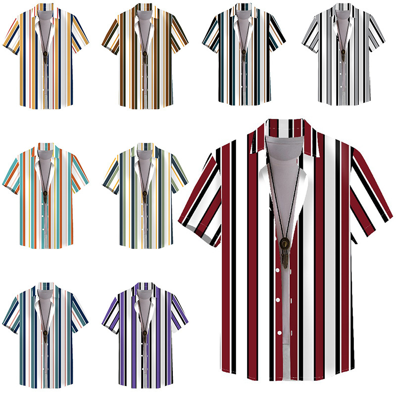 Hot Selling High Quality Button Down Stylish Stripe Pattern Men Shirts Custom Shirt For Men