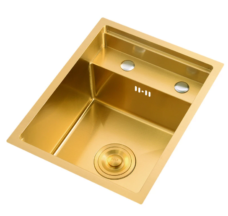 Hidden Brushed Gold Kitchen Sink Single Bowl Bar Small Size Stainless Steel Balcony Sink