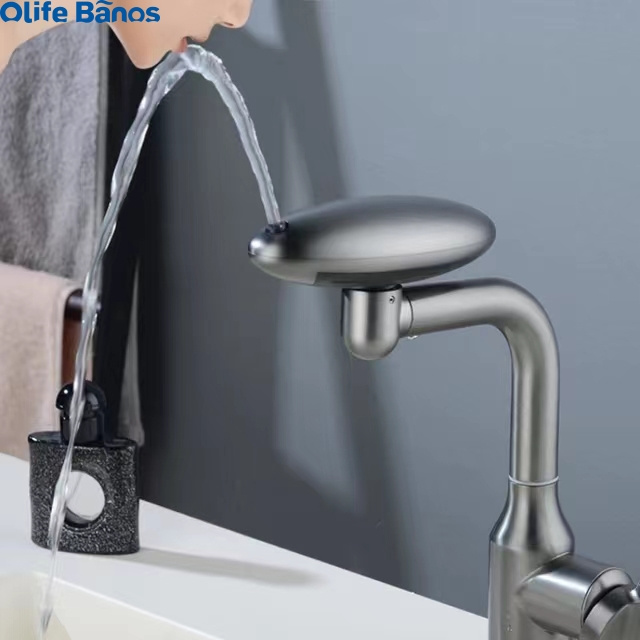 2024 Latest Design Silver Gold Deck Mounted Bathroom Hot and Cold Taps Four Modes Waterfall Faucet Universal Mixer Faucet Grifo