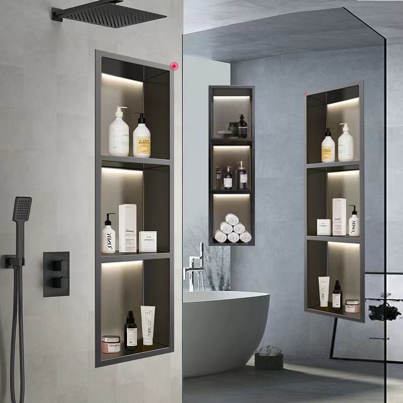 2023 New Design Shower Shelves Bathroom Accessories Shower Soap Niche Recessed Tile Wall Niche With LED