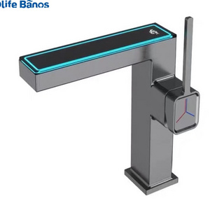 Olife Banos New Design Modern Washbasin Faucet Black Mixer Smart Digital Basin Water Tap Bathroom LED Faucet