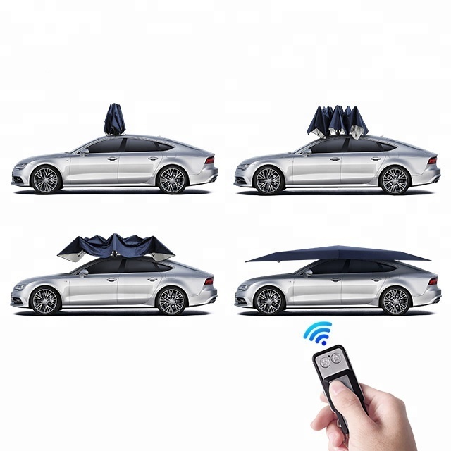 Mynew Factory Price Automatic outdoor Car Sunshade covering Umbrella for all cars 4.2Meters car cent with remote control