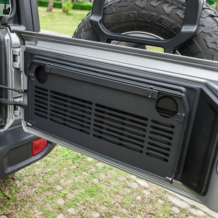 New Wind Car Accessories High Quality Rear Foldable Back Tailgate Table For Jeep Wrangler JL Aluminum Storage Table Auto Parts