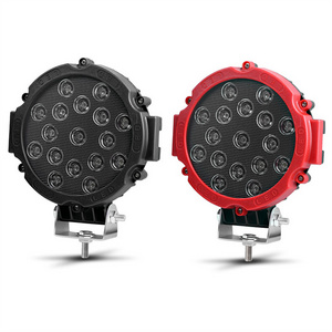 7" 51w Red Light Bar Spot Light Round LED Pod Off Road Fog Driving Roof LED Work Light for Jeep SUV Truck Hunters