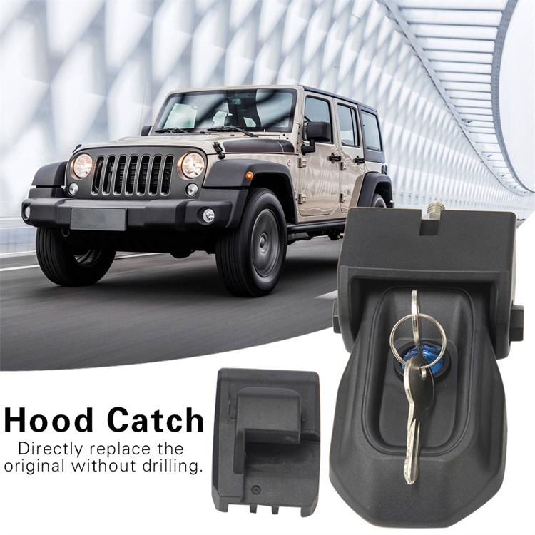 NEWWIND 1 Pair Anti-theft Hood Latch Lock Kits Lock Hood Kit With Key For Jeep Wrangler  JL 2018-2020 Jeep Wrangler JT