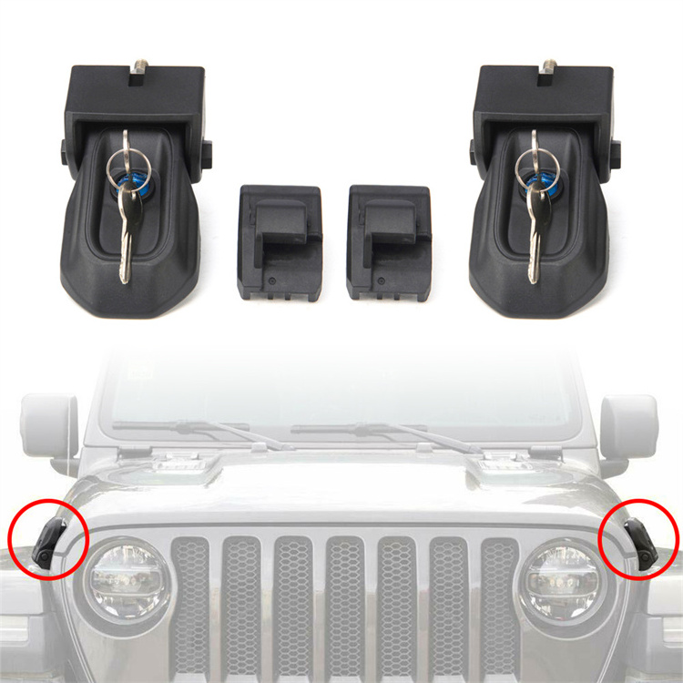 NEWWIND 1 Pair Anti-theft Hood Latch Lock Kits Lock Hood Kit With Key For Jeep Wrangler  JL 2018-2020 Jeep Wrangler JT