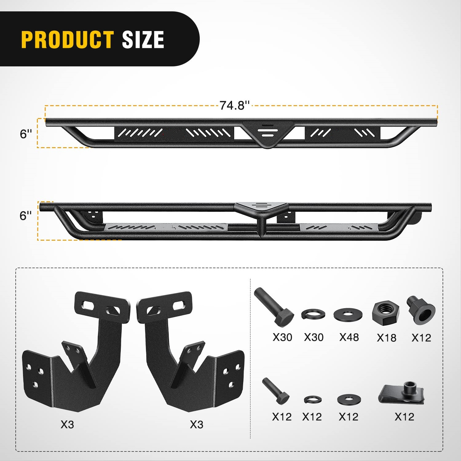 NEWWIND Matte Black Power Side Steps Car Nerf Bar Running Boards Parts For Dodge Ram Quad Cab 09-18 Exterior Accessories