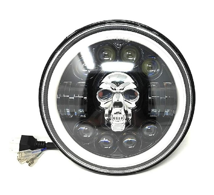 7 Inch Round Skull Headlight High Low Beam With DRL 40W 12V 24V LED Headlight for Jeep Harley Davidson Land Rover