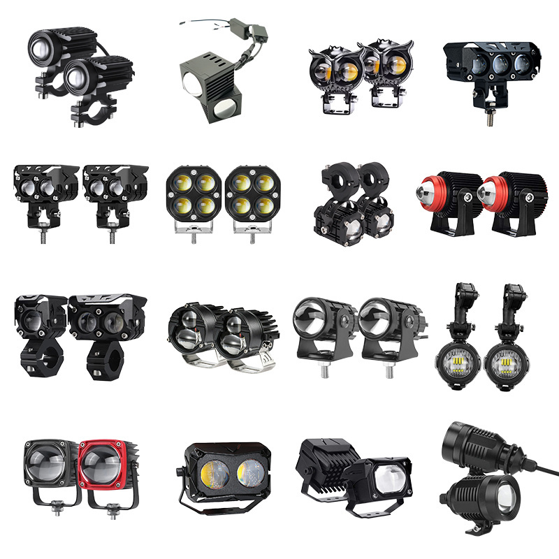 Wholesale Super Bright Auxiliary Spot Spotlight High Low Beam Dual Color Fog Light Projector Lens Mini Motorcycle Driving Lights