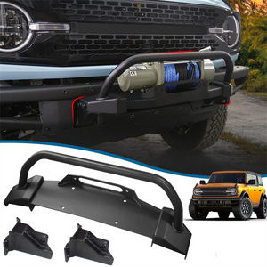 Short Stubby Front Bumper with 2 LED Spot Light for FORD BRONCO 2021 2022 Heavy Duty Off-road Front Bumper with Bash Plate