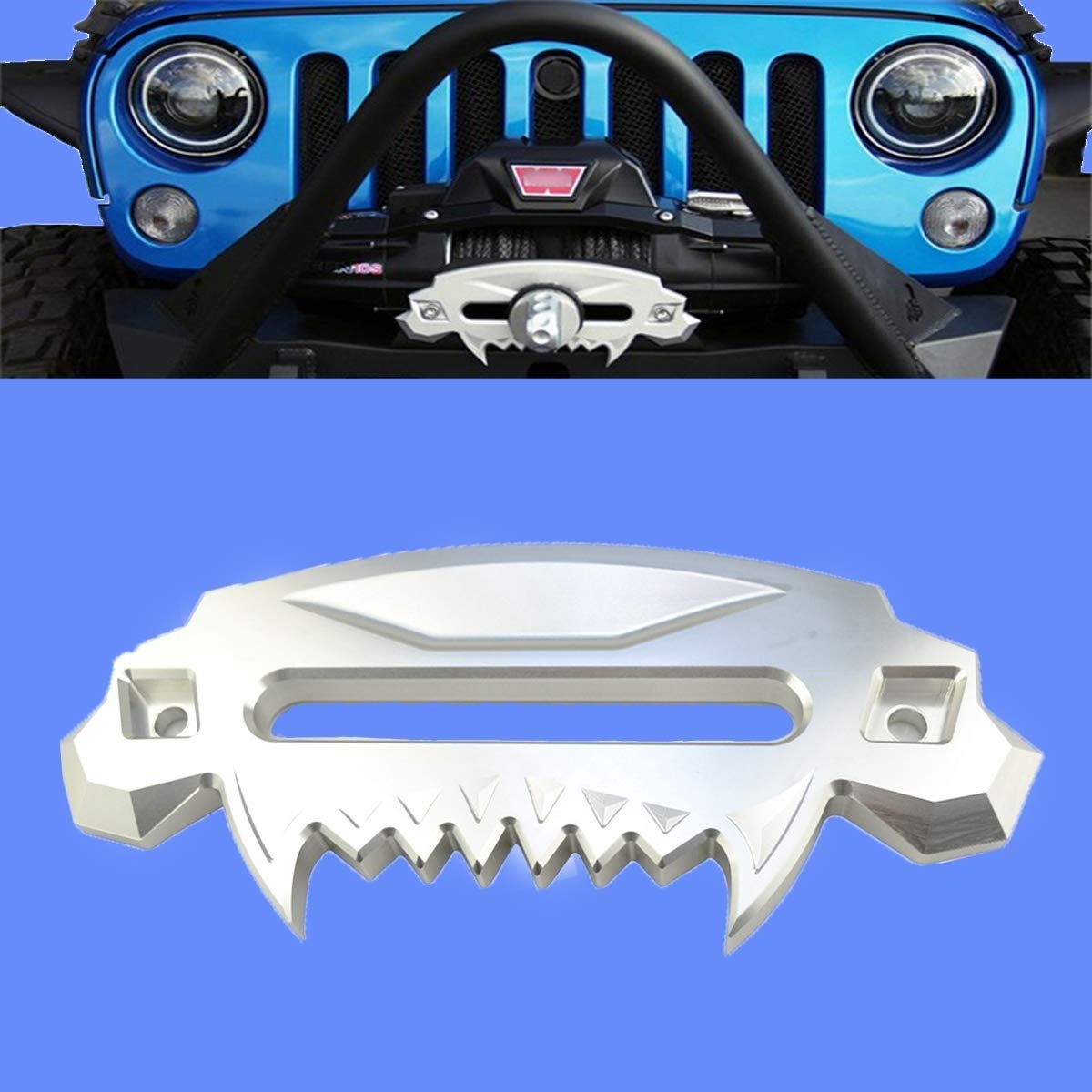 NEWWIND Aluminum Alloy Front Bumper Beast Face Hawse Fairlead Synthetic Winch Guide For Jeep Wrangler 2007-2017 JK JKU