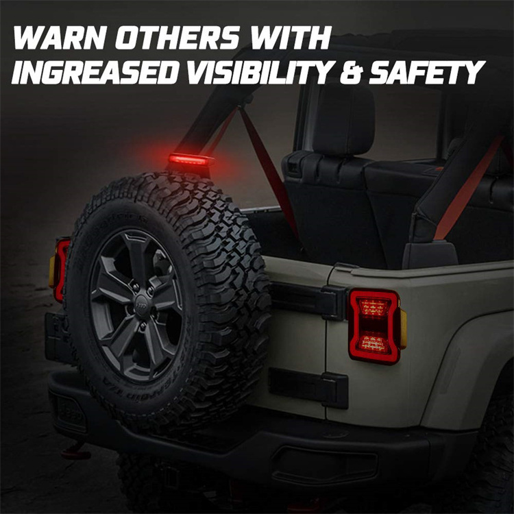 New Wind Off Road Car Repair Light Bar for Truck Red Tail Light For Jeep Wrangler JL LED Third 3rd Brake Light Rear