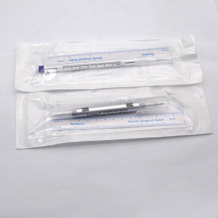 Free sample  dual-tip with eyebrow ruler surgical marker pen