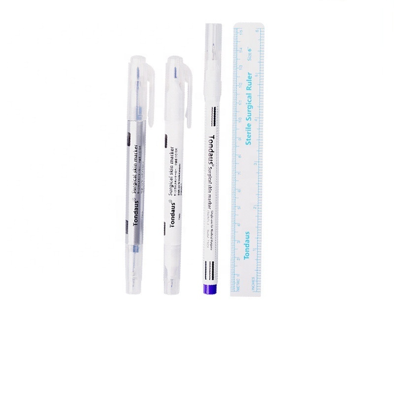 Free sample  dual-tip with eyebrow ruler surgical marker pen