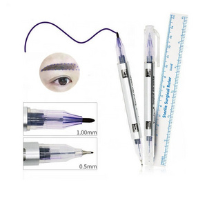 Free sample  dual-tip with eyebrow ruler surgical marker pen