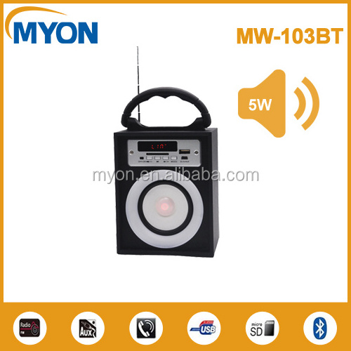 Myon Wooden Music Home Theatre System Speaker Boombox LED Light Bluetooth Wireless Speakers