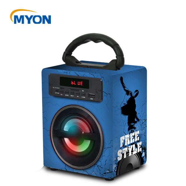 Myon Wooden Music Home Theatre System Speaker Boombox LED Light Bluetooth Wireless Speakers