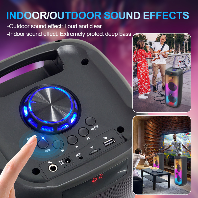 6.5 Inch*2 Bass Speaker Outdoor Portable Audio Speaker DJ Speaker System Subwoofer Sound Box With LED Light