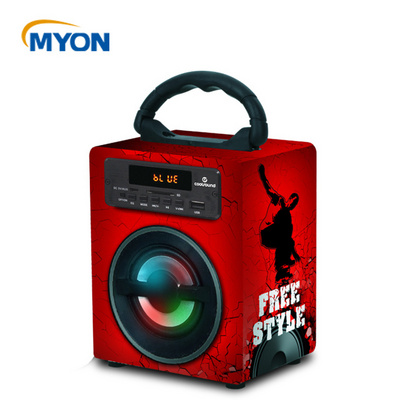 Myon Wooden Music Home Theatre System Speaker Boombox LED Light Bluetooth Wireless Speakers