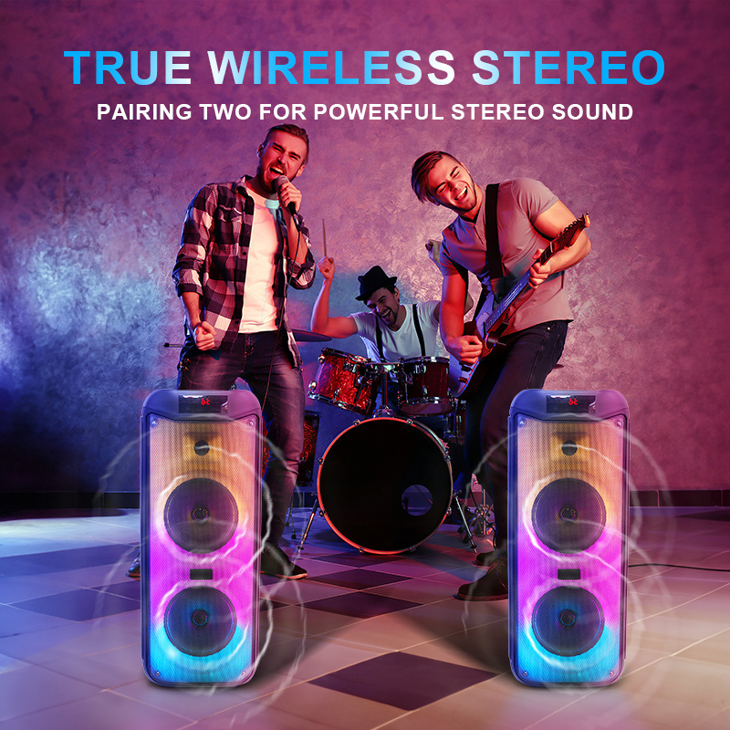 6.5 Inch*2 Bass Speaker Outdoor Portable Audio Speaker DJ Speaker System Subwoofer Sound Box With LED Light