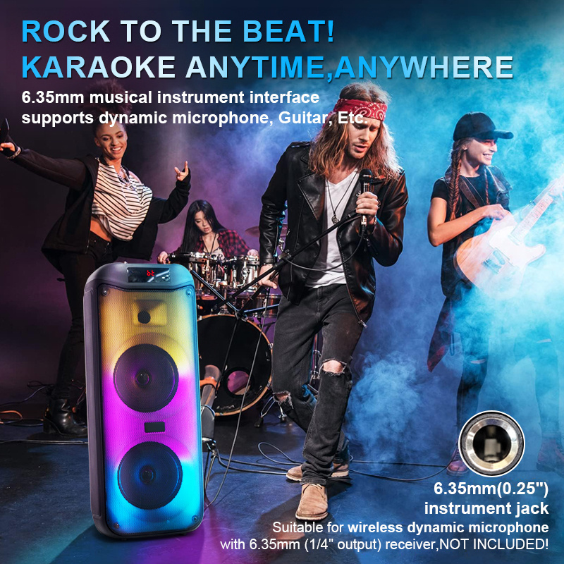 6.5 Inch*2 Bass Speaker Outdoor Portable Audio Speaker DJ Speaker System Subwoofer Sound Box With LED Light