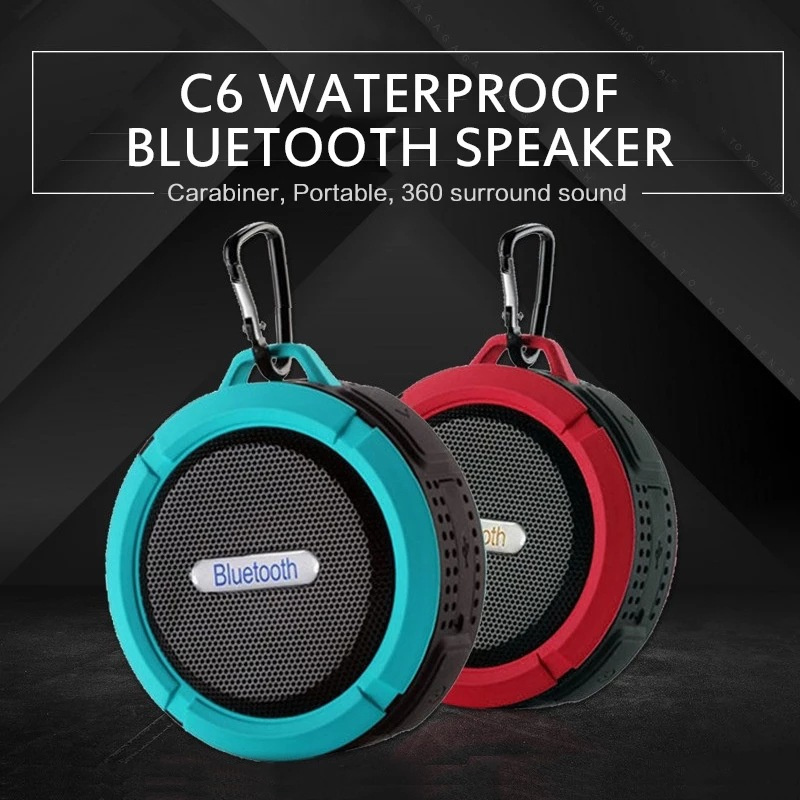 Loud Stereo Outdoor C6 Waterproof Wireless Speaker with TF Card Wireless Retail Shower Portable Speaker with Sucker For Phone