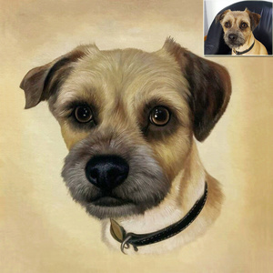 Custom Your Pet Hand made Oil Painting Wall Art from Your Picture Lovely Dog Portrait on Canvas