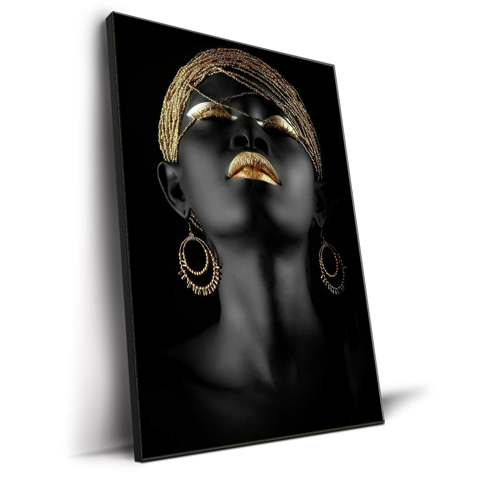 African Woman Figure Painting Framed Wall Art Canvas Prints Modern Golden Girl Art Posters And Prints Wholesale