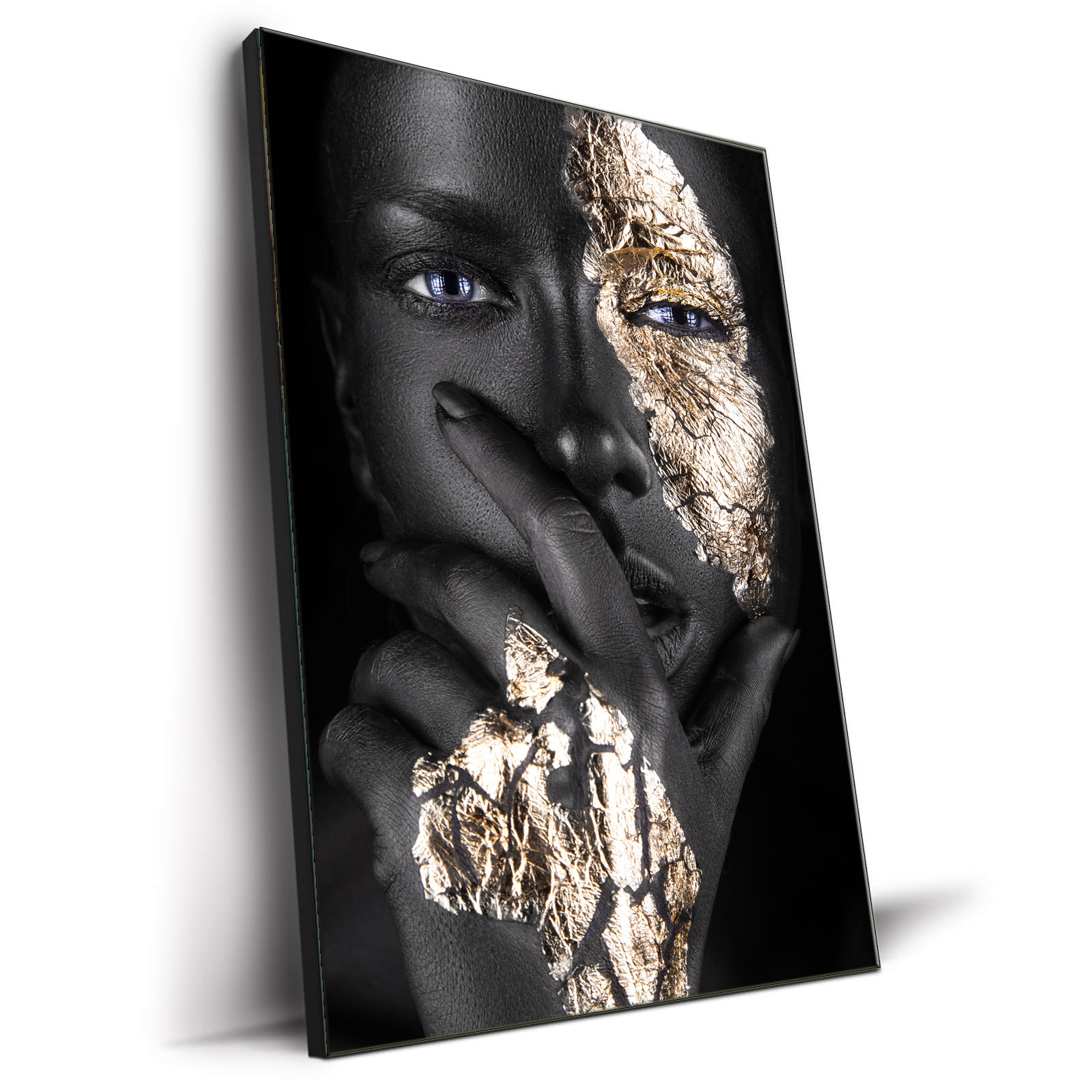 African Woman Figure Painting Framed Wall Art Canvas Prints Modern Golden Girl Art Posters And Prints Wholesale