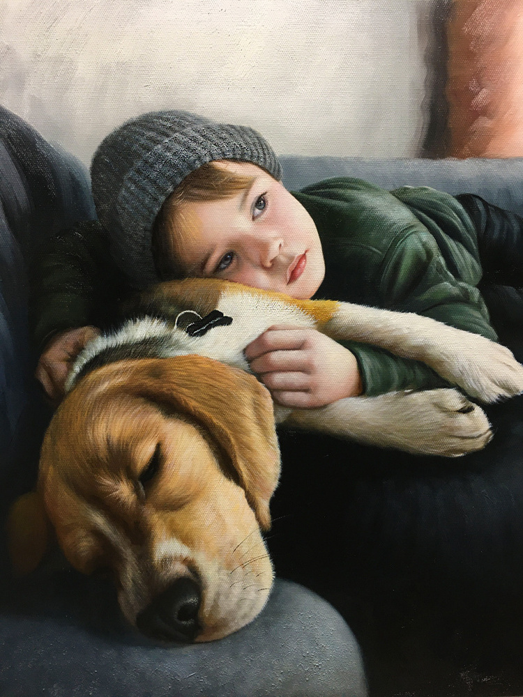 Custom Your Pet Hand made Oil Painting Wall Art from Your Picture Lovely Dog Portrait on Canvas