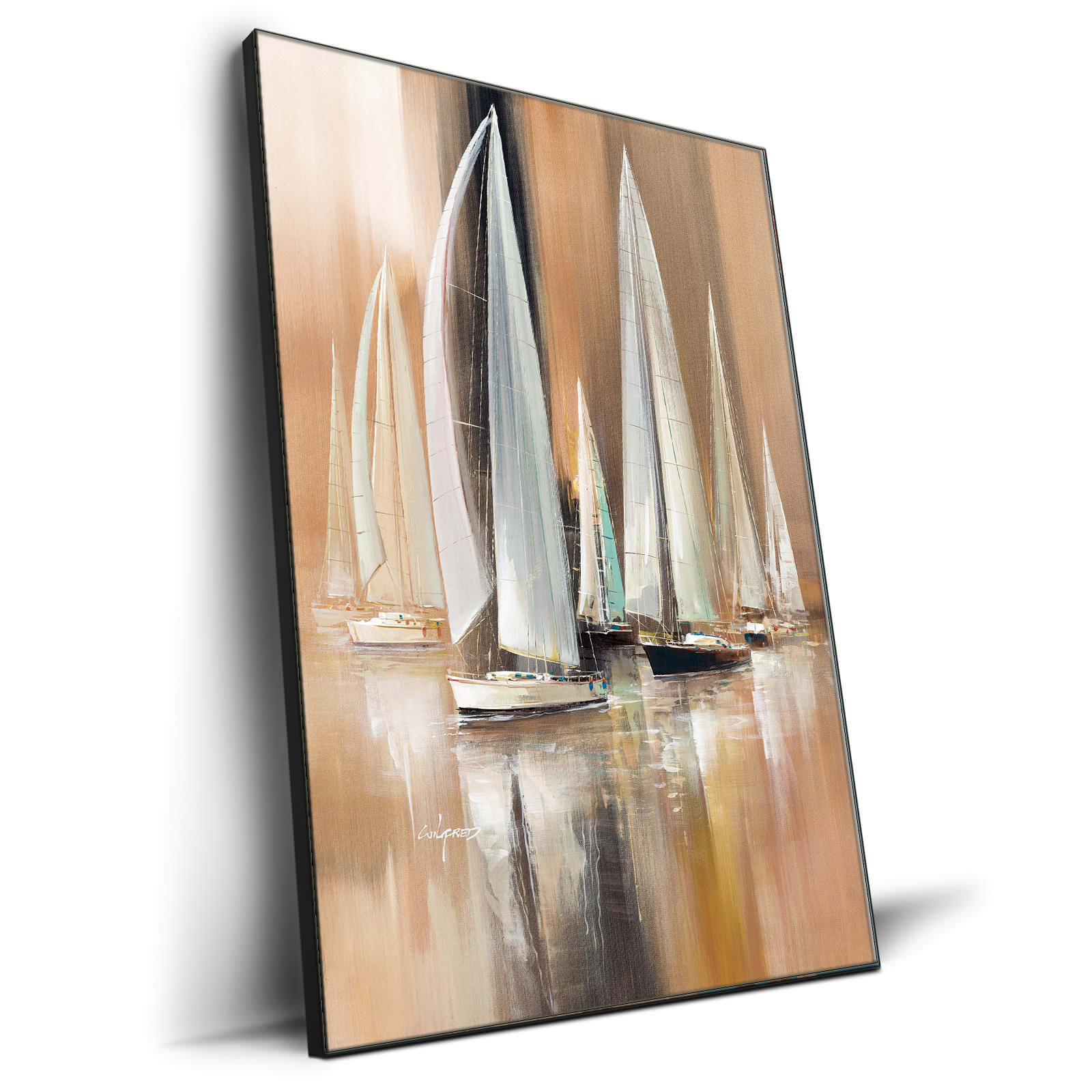 Abstract Oil Painting Canvas Thousand Sailing Boats On Blue Sea Art Work Painting Living Room Wall Decoration for Sale