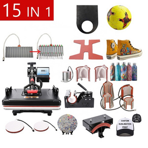 Factory transfer 15 In 1 Heat  Press Machine Sublimation machine  For Mug/hat/T shirt/shoe/pen/Football/Volleyball