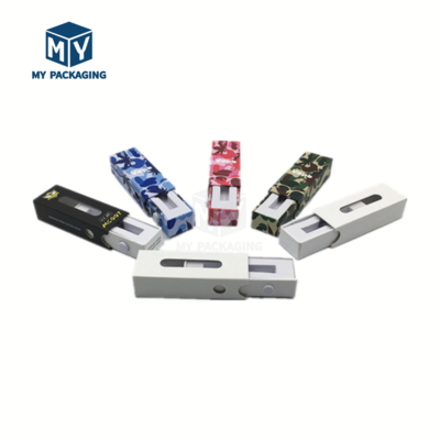 MY Custom Printed Disposable Paper Cartridge Packaging Box Child proof paper box for 1G 1Ml Cartridge Clamshell Box