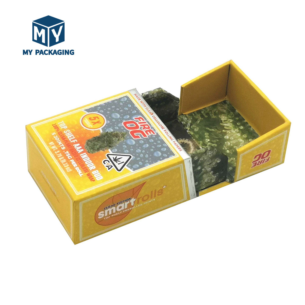 MY Custom Pre Blank Rolling Paper  Cigarette Display Case Pack Paper Box Luxury CBD Cigarette Box Packaging Boxes