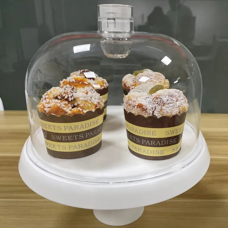 Popular transparent Wedding Cupcake Plastic Mini Dome Cake Stand For Party